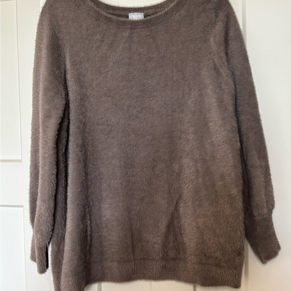 Chico's Soft Taupe Crew Neck Sweater